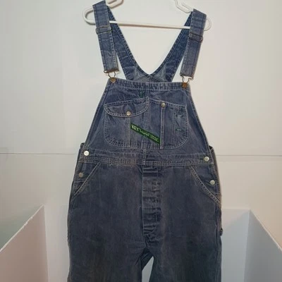 Vtg Key Imperial Denim Bib Overalls Mens Sz 38X30 Blue Button Fly Carpenter - Image 1 of 4