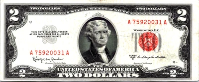 1953-C  $2 Red Seal Legal Tender  VF-Fr. 1512 - Image 1 of 3