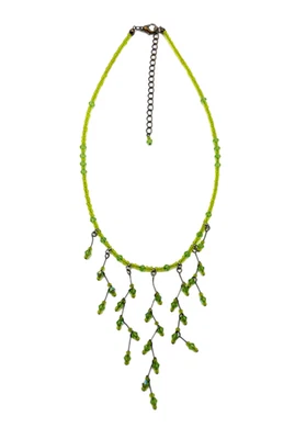 Colar Gargantilha Vintage Feito à Mão Verde Frisado 18" Cachoeira ZigZag - Imagem 1 de 4