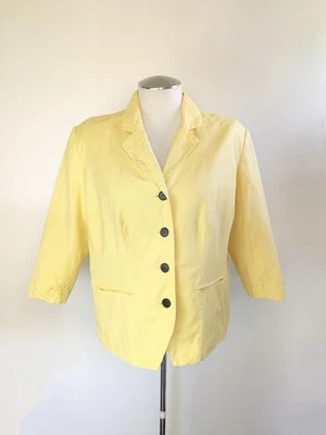 VTG Newport News Linen Blend Blazer Womens 18W Yellow Hong Kong Retro - Image 1 of 4