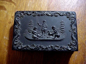 Antique Ambro Daguere PHOTOS OF 2 Young Maidens in CHRISTMAS GUTTA PERCHA CASE - Picture 1 of 6