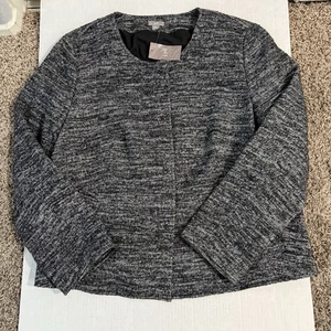 J Jill Damen Blazer Anzug Schwarz Grau Knopf Sakko XL Neu mit Etikett Wollmischung Gefüttert Winter - Bild 1 von 23