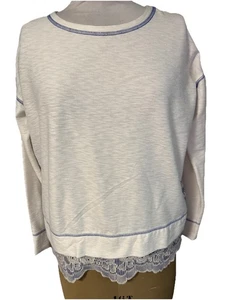 Mystree White Blue Long Sleeve Layered Embroidered Tunic Top Small - Picture 1 of 7