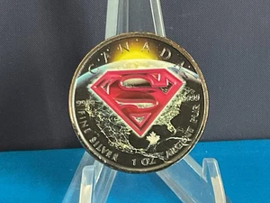 2016 1oz Silver Canadian Maple. “Superman Logo”. Earth Lights. COA in Box. - Picture 1 of 4