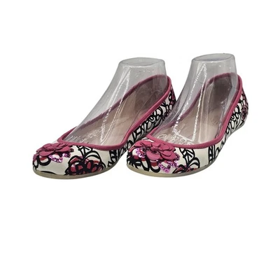 Coach туфли женщин размер 7 балетки Adessa розовый цветочный блестки холст без шнуровки - Изображение 1 из 4