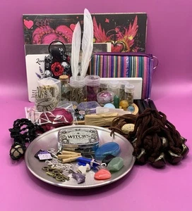 Novice Witch Kit - Spells Crystals Candles Herbs Jars Feathers Altar V2 - Picture 1 of 11