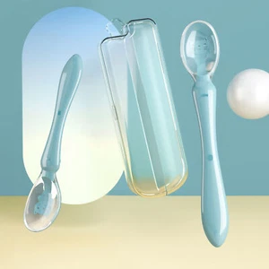 Baby Silicone Spoon Training Feeding First Stage Feeding Spoon Blue - Picture 1 of 1