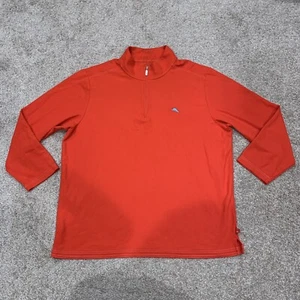 Tommy Bahama Mens XL Red Island Zone 1/4 Zip Long Sleeve Supima Pullover *STAINS - Picture 1 of 11