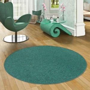Feinschlingen Velour Teppich Strong Petrol Rund - Bild 1 von 5