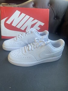 NIKE Court Vision Low Shoes All White Sneakers CD5463-100 Men's Size 9 - Picture 1 of 19