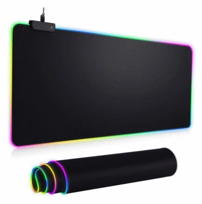 INTERLOOK Large Computer RGB Backlight LED Mouse Pad Gaming Mouse Keyboard Mat