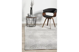 SILVER BRAIDED GEOMETRIC STRIPED MODERN CONTEMPORARY RUGS CARPET - 300 x 400 CM - Picture 1 of 9