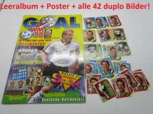 Ferrero Duplo Hanuta 1998 World Cup blank album with all 42 DUPLO stickers + poster - Picture 1 of 1