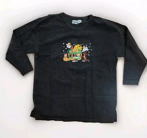 VTG Halloween Shirt Basic Editions Haunted House Pumpkin Ghosts Sz XL Grannycore - Picture 1 of 3