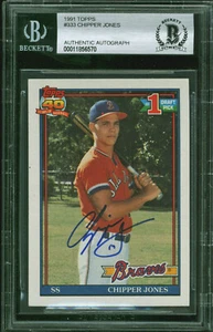 Braves Chipper Jones Authentic Signed 1991 Topps #333 RC Auto Card BAS Slabbed - Picture 1 of 2