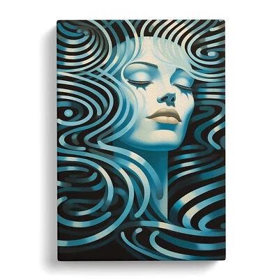 Acuario Zodiaco Op Art Lienzo Arte de Pared Impresión Cuadro Enmarcado Decoración Sala de estar Foto 1 de 4