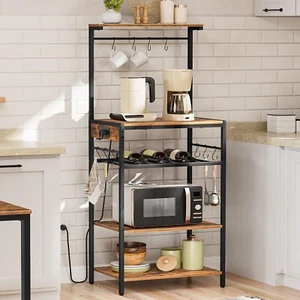 HOOBRO Kitchen Bakers Rack with Power Outlet 5-Tier Coffee Bar with Adjustabl... - Picture 1 of 9