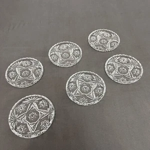 VTG Set Of 6 Anchor Hocking Glass Coasters 3 5/8” - Picture 1 of 5