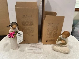 WILLOW TREE LOT OF 2 FIGURINE KINDNESS GIRL 2008 - ORNAMENT GIRL WITH ROSES 2022 - Picture 1 of 11