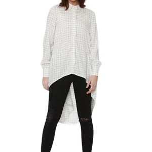 IMPERIAL Women's Checked Off-White Longsleeves Blouse Size Medium - Picture 1 of 12