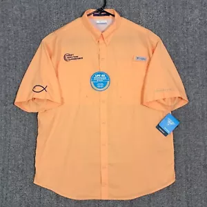 Columbia PFG Tamiami II Shirt Mens L Orange Short Sleeve UPF 40 Vented Omni Wick - Picture 1 of 17