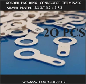 20x SOLDER TAG RING CONNECTOR TERMINALS SILVER PLATED M2 /M2.7/M3/M4/ M5 - Picture 1 of 7