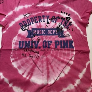 NWOT Victoria's Secret PINK Pink Tie Dye Music Graffiti Graphic T-Shirt Large - Picture 1 of 4