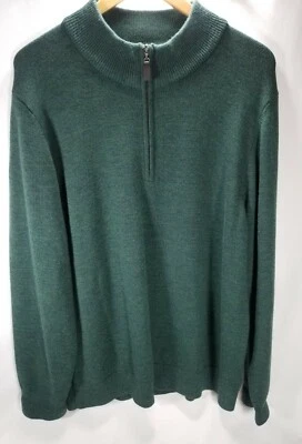 Ll bean Cardigan Sweater 1/2 ZIP Pullover Merino Wool Green Long Sleeve  - Image 1 of 4