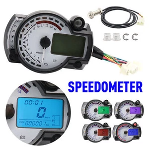 LCD Digital Universal Motorcycle Odometer Speedometer Tachometer Gauge Parts - Picture 1 of 17