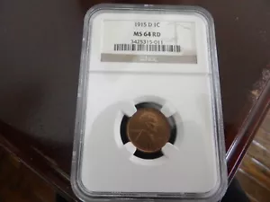 1915D 1C LINCOLN WHEAT CENT NGC MS64RD - Picture 1 of 1