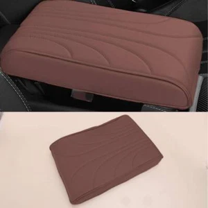 Car Brown Center Console Lid Armrest Cover Panel Arm Rest Cushion - Picture 1 of 6