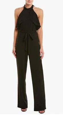 Pantalones Mono Bebe Para Mujer Volantes Halter Cuello Atado Negro Talla 4 NUEVO Foto 1 de 4