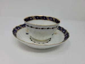 Worcester Dr. Wall Teeschale und Untertasse Kobalt Glockenblume & Gold um 1790 - Bild 1 von 15