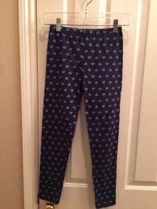 Girls UNIQULO Leggings Size XL Navy and Aqua Blue Heart pattern Ankle Length - Picture 1 of 9