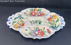 Vintage+Italian+Hand+Painted+Divided+Serving+Dish+Floral+White+Made+In+Italy