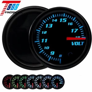 2" 52mm Volt Gauge Volt Meter Voltage Universal 7 Color LED 8V-16V - Picture 1 of 12
