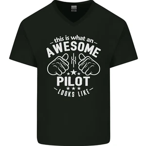 This Is What an Awesome Pilot Looks Like Mens V-Neck Cotton T-Shirt - Picture 1 of 37