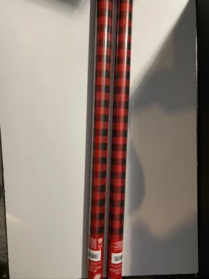 2 Rolls Red Buffalo Check Wrapping Paper 30" x 192" Christmas Holiday 80 sq ft  - Image 1 of 2