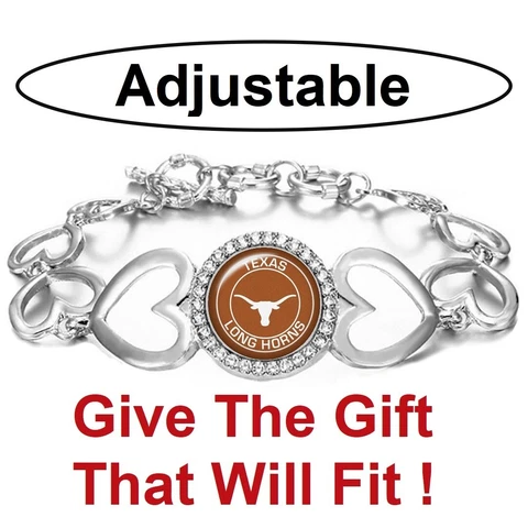 Texas Longhorns Womens Silver Link Bracelet w Gift Pkg D27 Cover