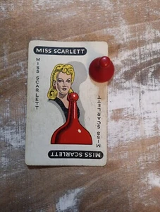 Parker Brothers Inc 1956 Clue Board Game Pieces Miss Scarlett Card And Token - Picture 1 of 3