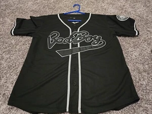 Bad Boy #10 Biggie Smalls Black Baseball Jersey Button Shirt Men's Size: M - Picture 1 of 9