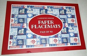 NAUTICAL Paper Placemat's 40 Ct. 16" X 11" COME SAIL AWAY/NAUTICAL ICONS - Picture 1 of 2