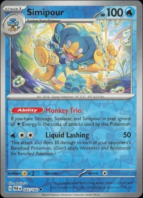Pokemon - Simipour #042/182 - SV04: Paradox Rift Reverse Holo - Image 1 of 2
