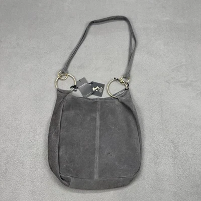 Bolso Bandolera de Cuero Gamuza Claudia Firenze Hobo Cartera Gris Foto 1 de 4