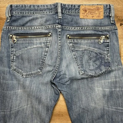 Jeans Diesel Niños 16 "30x30" Azul Denim Riang JSP3 Pierna Recta Cremallera Bolsillos Logo Foto 1 de 4