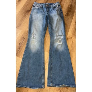 Pantalones de mezclilla Edgely acampanados para mujer talla 12 rasgados desgastados azul - Imagen 1 de 7