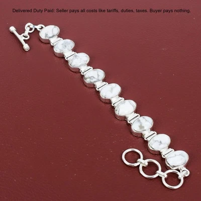Oferta Día de la Madre Cadena Howlita Natural Hecha a Mano Nueva Pulsera Joyería Plata 925 Foto 1 de 4