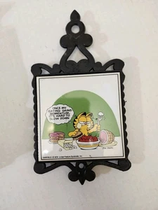 Vintage Garfield Katze Untersetzer Küche Dekor Porzellan & Eisen lustig 1978 Enesco - Bild 1 von 3