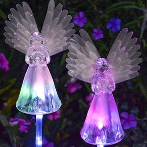 2 Pack Solar Powered Angel for Cemetery Decorations,Garden Stake Light Multi-... - Picture 1 of 9
