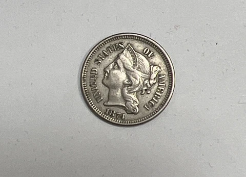 SCARCE- 1874 EXTRA FINE 3 CENT NICKEL Cover
